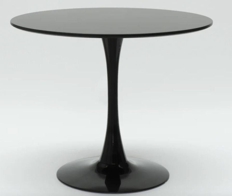 Ensemble table ronde 60 cm et 2 chaises pivotantes noires avec coussin similicuir Tulipa - Photo n°8