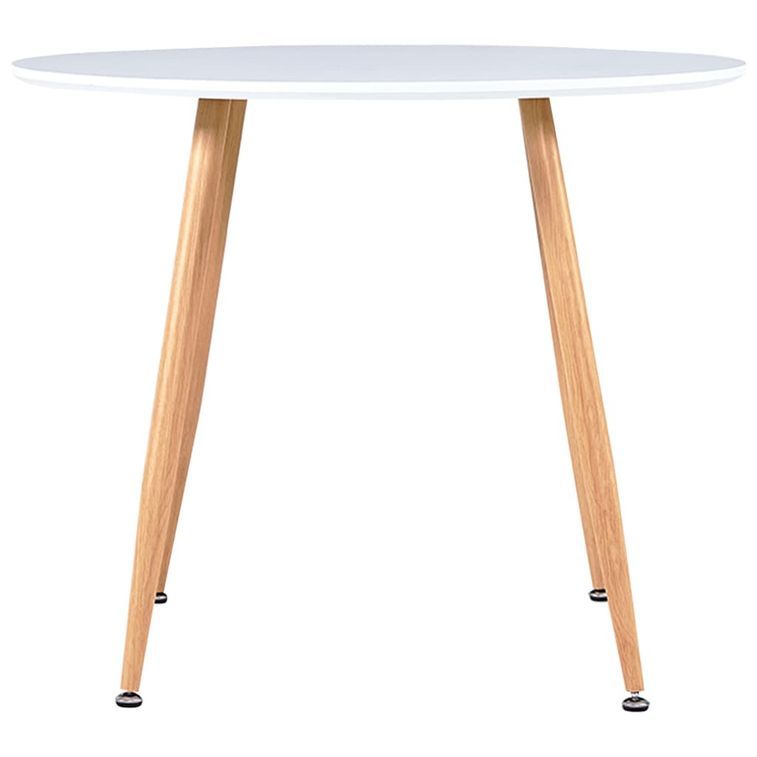 Ensemble table ronde 90 cm et 4 chaises blanc et et naturel Scanda - Photo n°2
