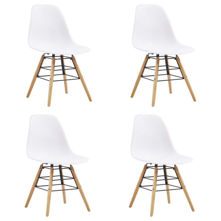 Ensemble table ronde 90 cm et 4 chaises blanc et et naturel Scanda - Photo n°3