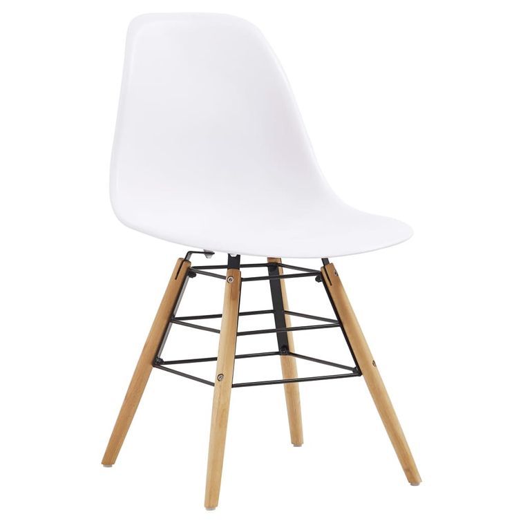 Ensemble table ronde 90 cm et 4 chaises blanc et et naturel Scanda - Photo n°6