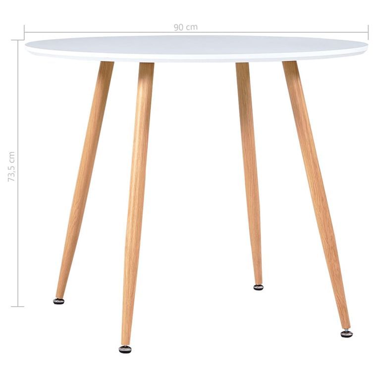 Ensemble table ronde 90 cm et 4 chaises blanc et et naturel Scanda - Photo n°12