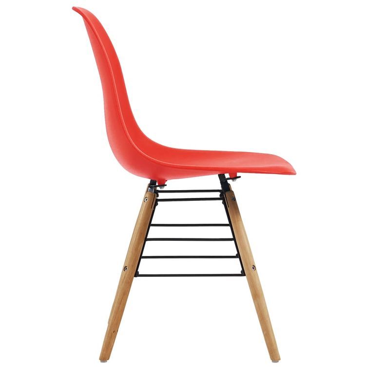 Ensemble table ronde 90 cm et 4 chaises rouge et et naturel Scanda - Photo n°6