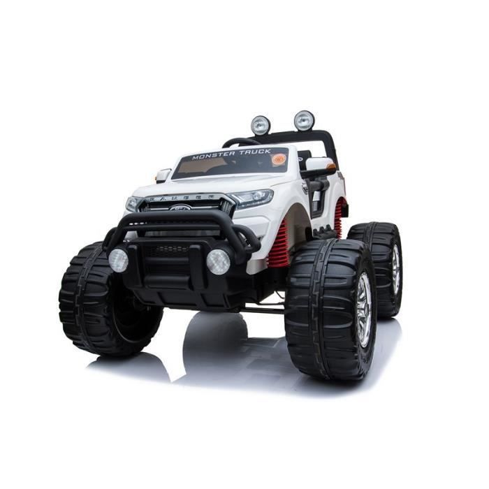 EROAD - Ford Ranger Monster Truck 2 places 4X4 Blanc - 2 places - 12V - Roues gomme - MP3 - Radio FM - Bluetooth - Photo n°5