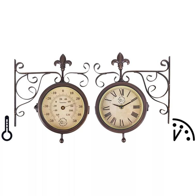 Esschert Design Horloge de station avec thermomètre TF005 - Photo n°1