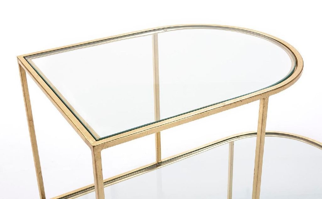 Etagère 3 plateaux verre transparent et métal doré - Photo n°4