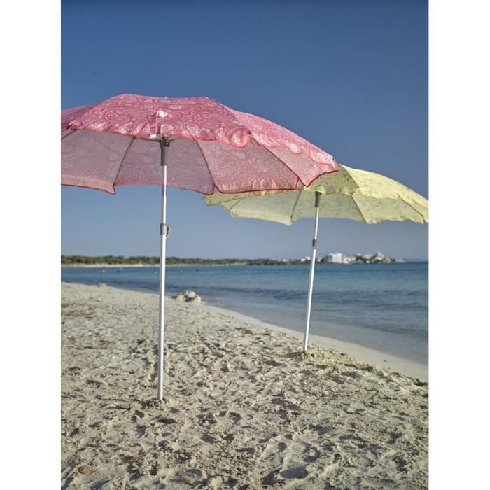EZPELETA Parasol de plage Beach - Ø 180 cm - Cachemire jaune Socle non inclus - Photo n°2
