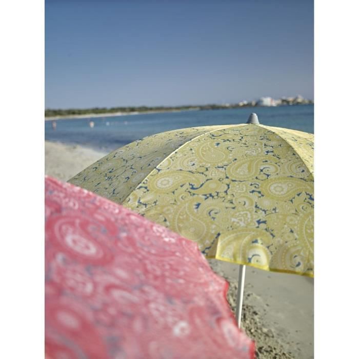 EZPELETA Parasol de plage Beach - Ø 180 cm - Cachemire jaune Socle non inclus - Photo n°3