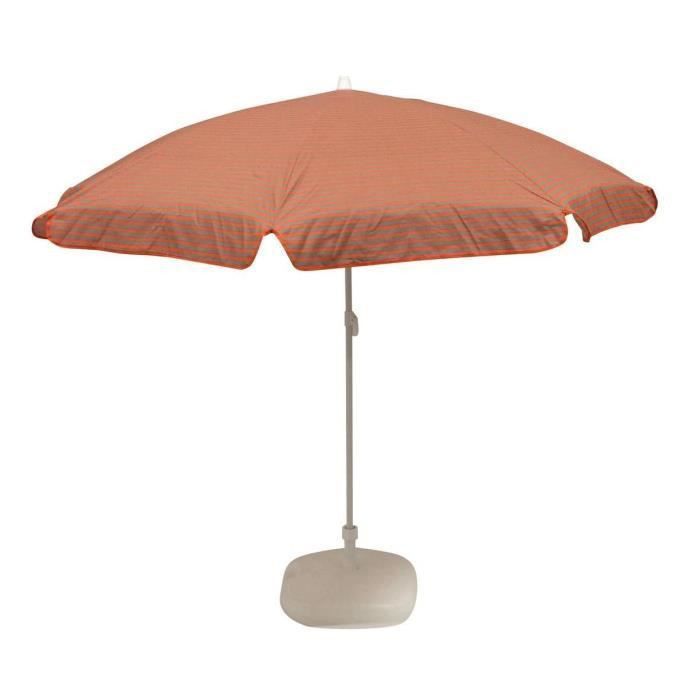 EZPELETA Parasol inclinable Bora - Ø 160 cm - Rayé orange et gris Socle non inclus - Photo n°1