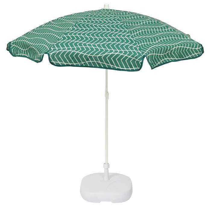EZPELETA Parasol inclinable Bora - Ø 160 cm - Rayé vert et blanc Socle non inclus - Photo n°1