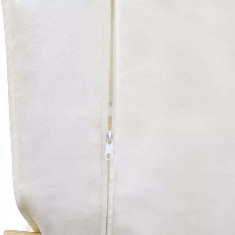 Fauteuil à bascule réglable tissu blanc et bois cintré Adju - Photo n°6