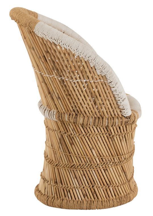 Fauteuil avec dossier en bambou naturel blanc Zephir L 66.5 cm - Photo n°3