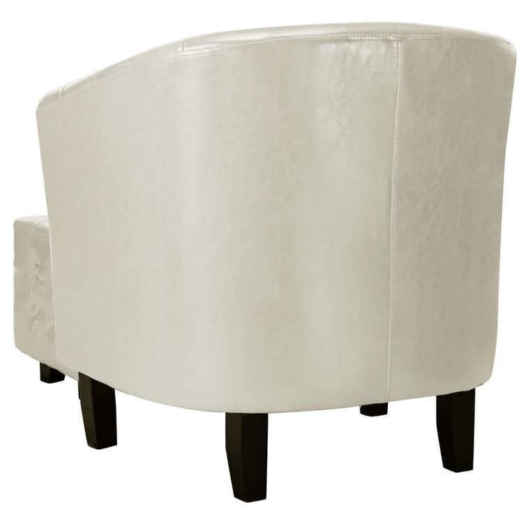 Fauteuil avec repose-pied Blanc Similicuir Kenzy - Photo n°6