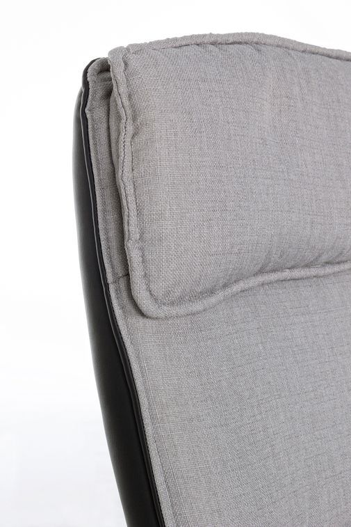 Fauteuil avec repose pieds polyester gris et simili cuir Josa - Photo n°4