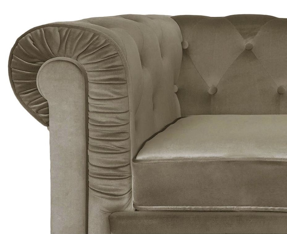 Fauteuil chesterfield velours taupe Cozji - Photo n°3