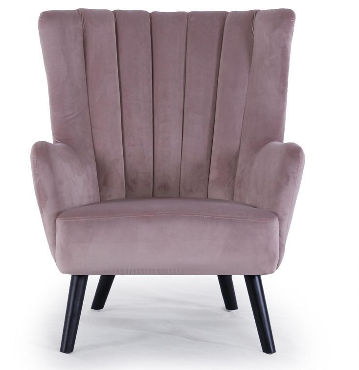 Fauteuil chic velours rose Kamps - Photo n°1