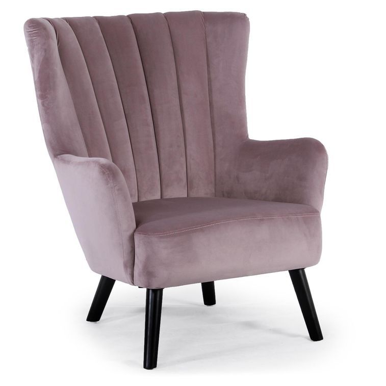 Fauteuil chic velours rose Kamps - Photo n°2
