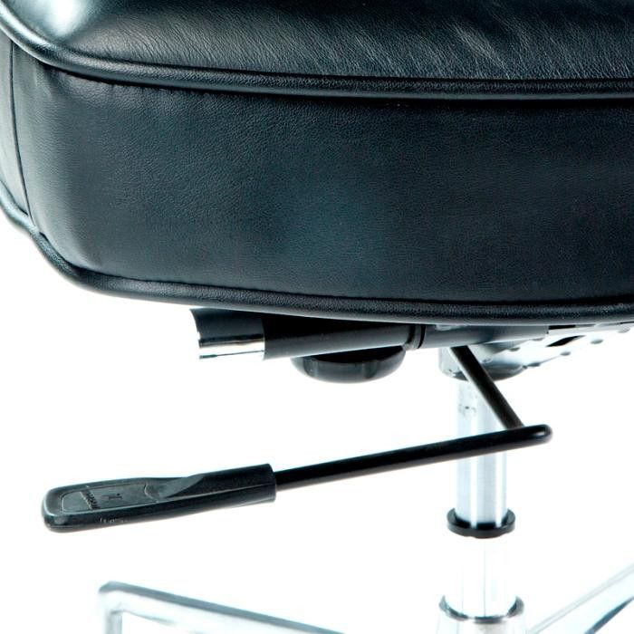 Fauteuil de bureau avec accoudoirs cuir noir et métal chromé Majesty - Photo n°3