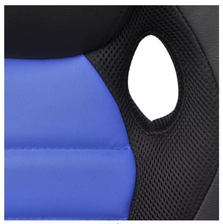 Fauteuil de bureau avec accoudoirs similicuir tissu maillé bleu et noir Fergia - Photo n°5