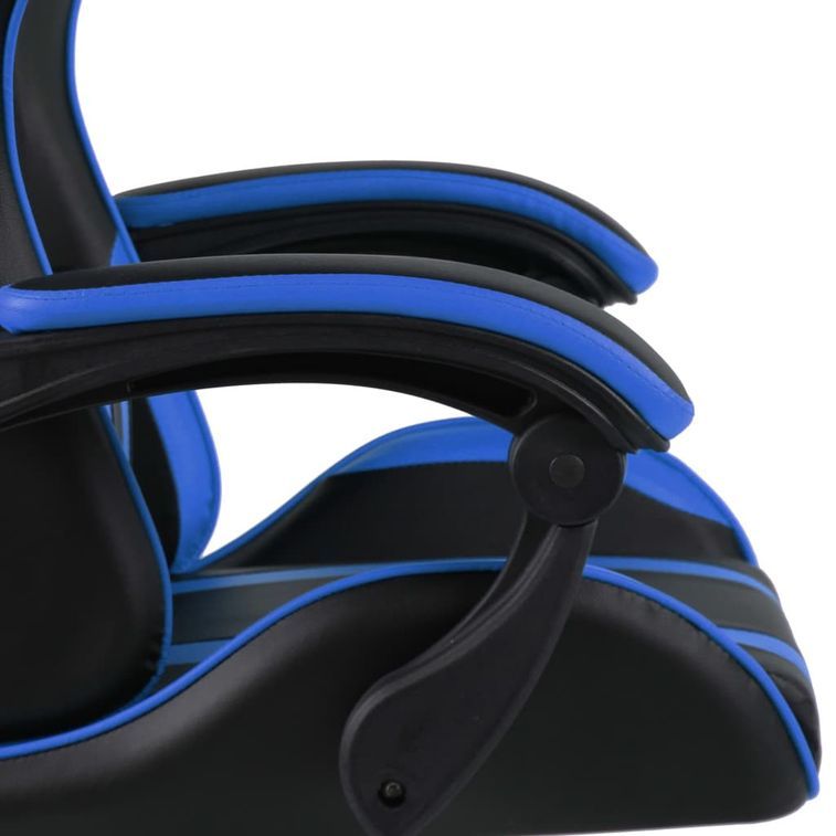 Fauteuil de jeux vidéo avec repose-pied Noir et bleu Similicuir - Photo n°5