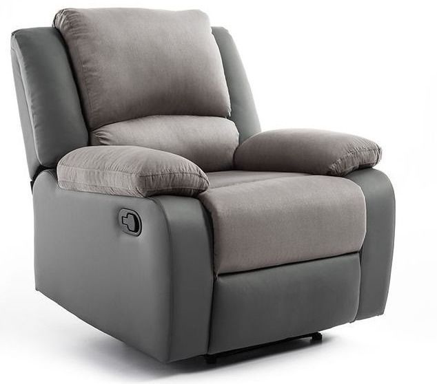Fauteuil de relaxation manuel simili cuir gris et microfibre gris Confort - Photo n°4
