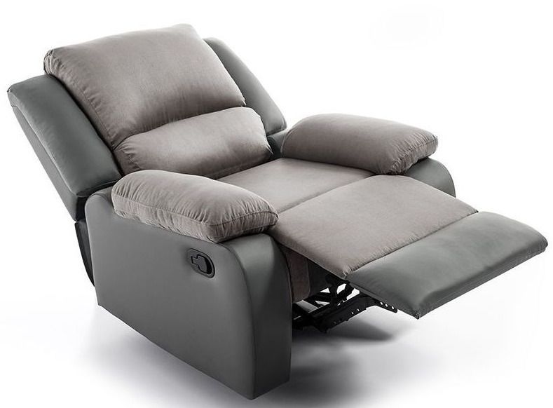 Fauteuil de relaxation manuel simili cuir gris et microfibre gris Confort - Photo n°5