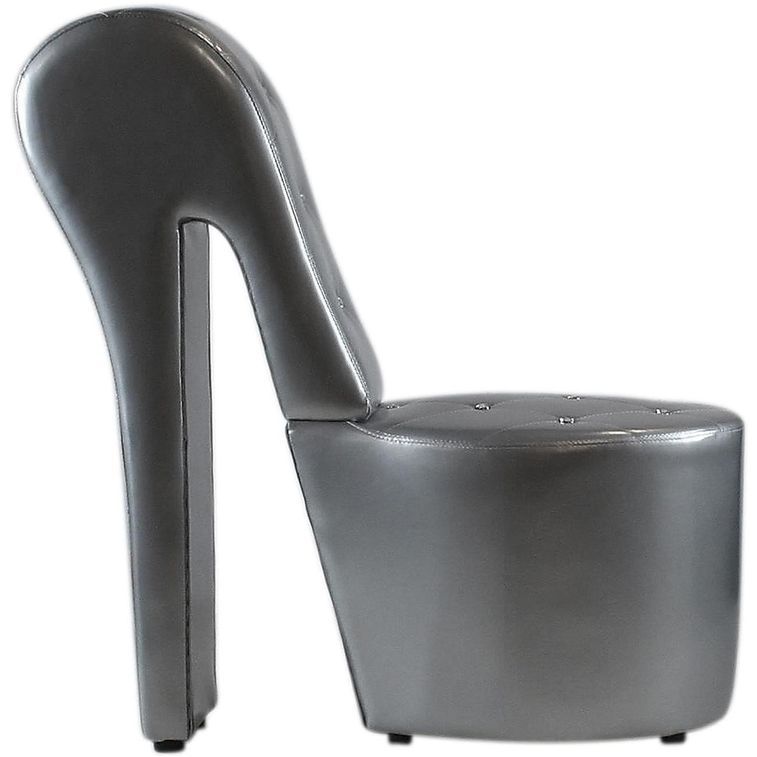 Fauteuil design chaussure à talon simili cuir gris Zapat - Photo n°2