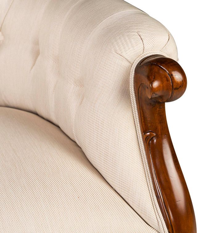 Fauteuil en bois d'acajou marron et assise tissu beige Castle - Photo n°5