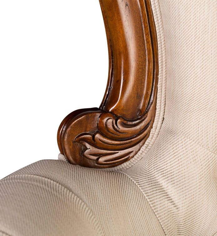 Fauteuil en bois d'acajou marron et assise tissu beige Castle - Photo n°7
