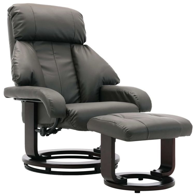 Fauteuil inclinable avec repose pieds simili cuir gris Panky - Photo n°1