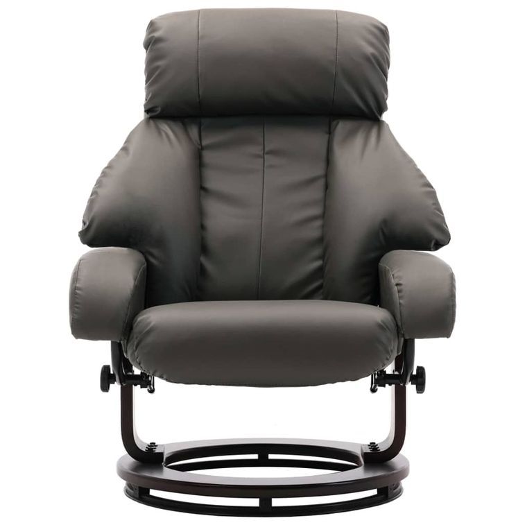 Fauteuil inclinable avec repose pieds simili cuir gris Panky - Photo n°3