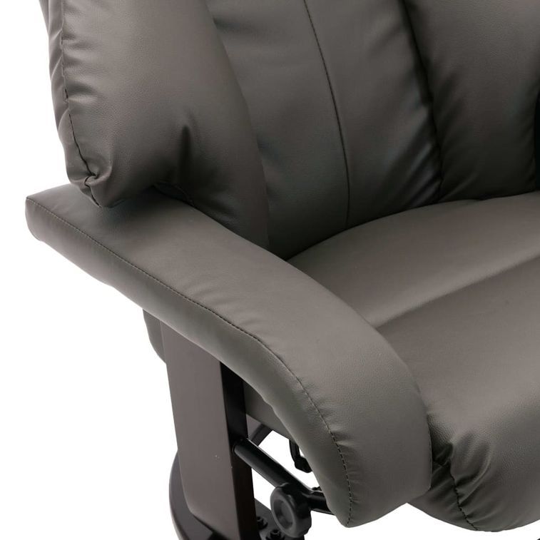 Fauteuil inclinable avec repose pieds simili cuir gris Panky - Photo n°6