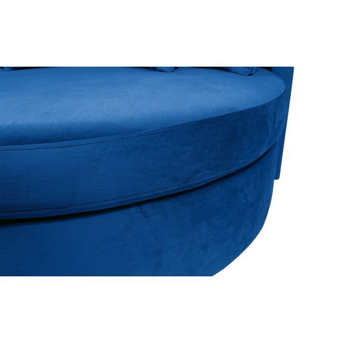 Fauteuil large velours bleu Musto 115 cm - Photo n°4