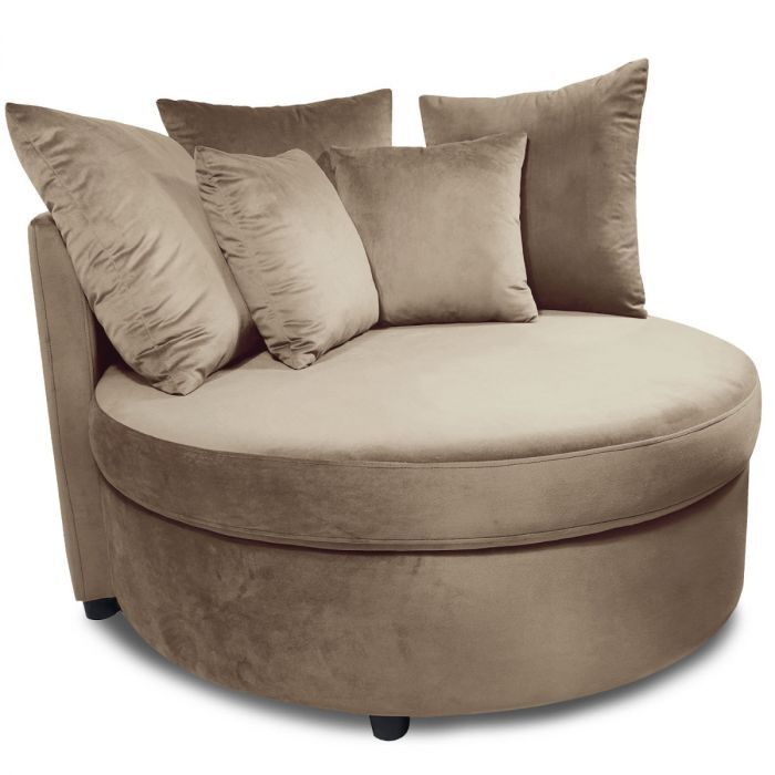 Fauteuil large velours taupe Musto 115 cm - Photo n°1
