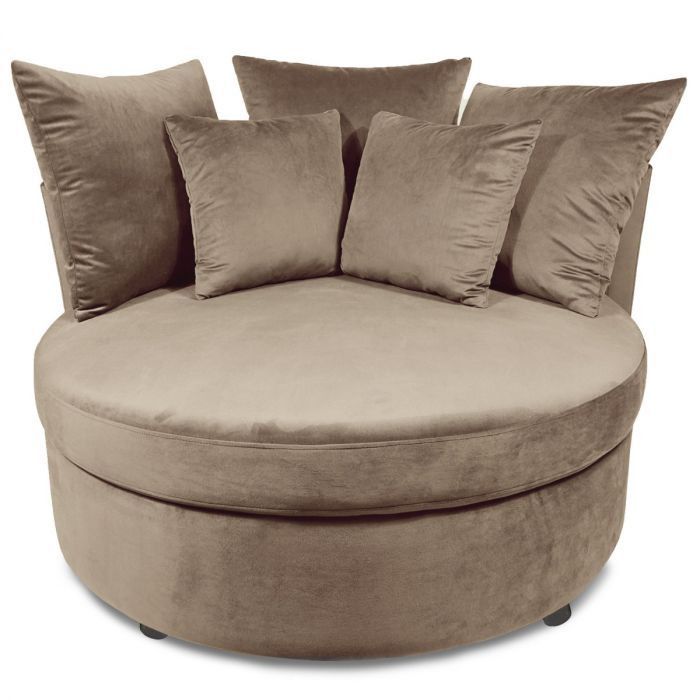 Fauteuil large velours taupe Musto 115 cm - Photo n°2