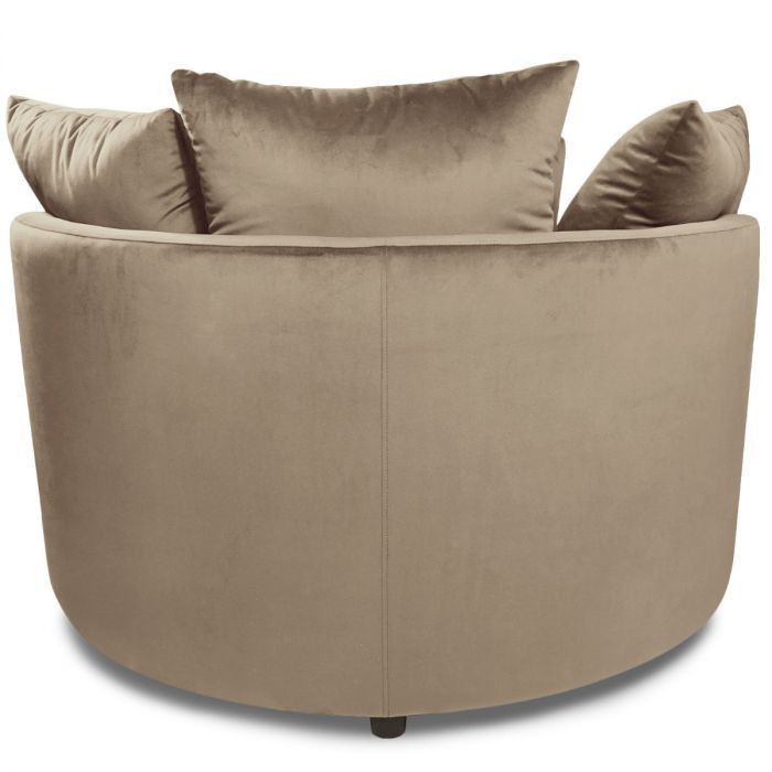 Fauteuil large velours taupe Musto 115 cm - Photo n°3