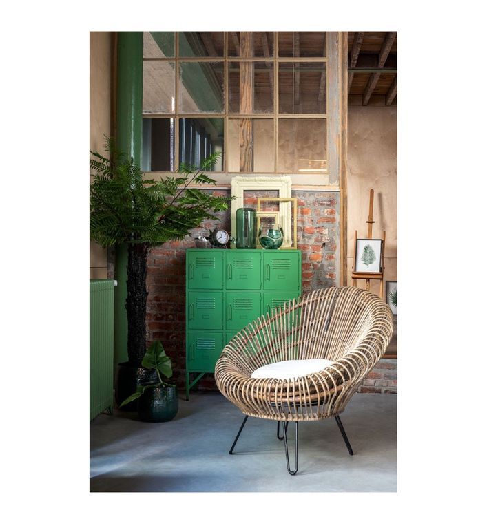 Fauteuil lounge rotin foncé et pieds métal noir Verde - Photo n°8