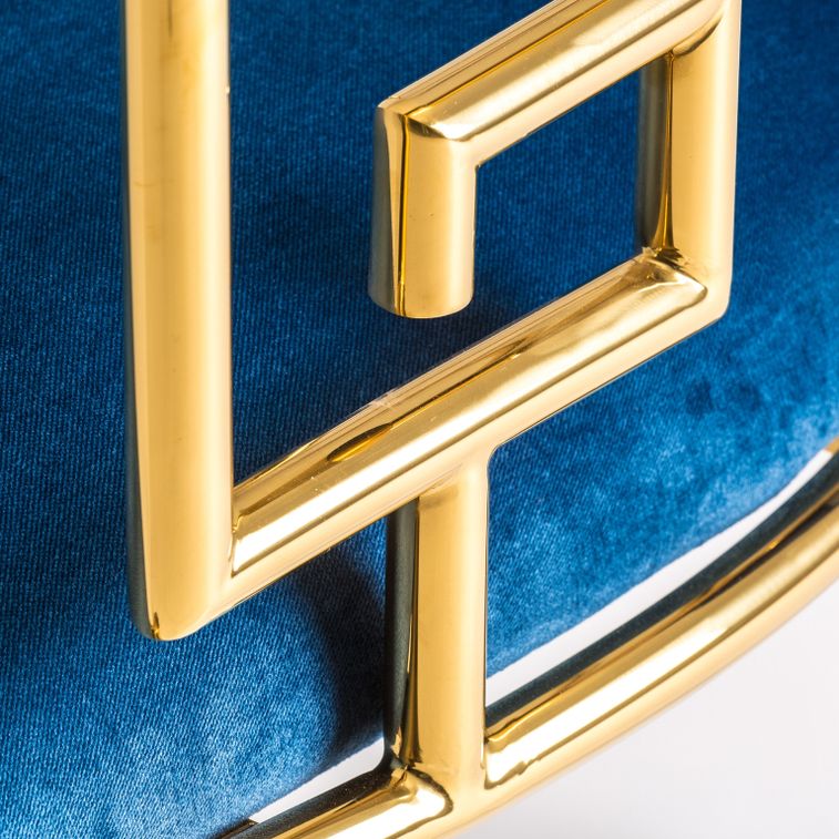 Fauteuil métal doré et assise velours bleu Aurora - Photo n°4