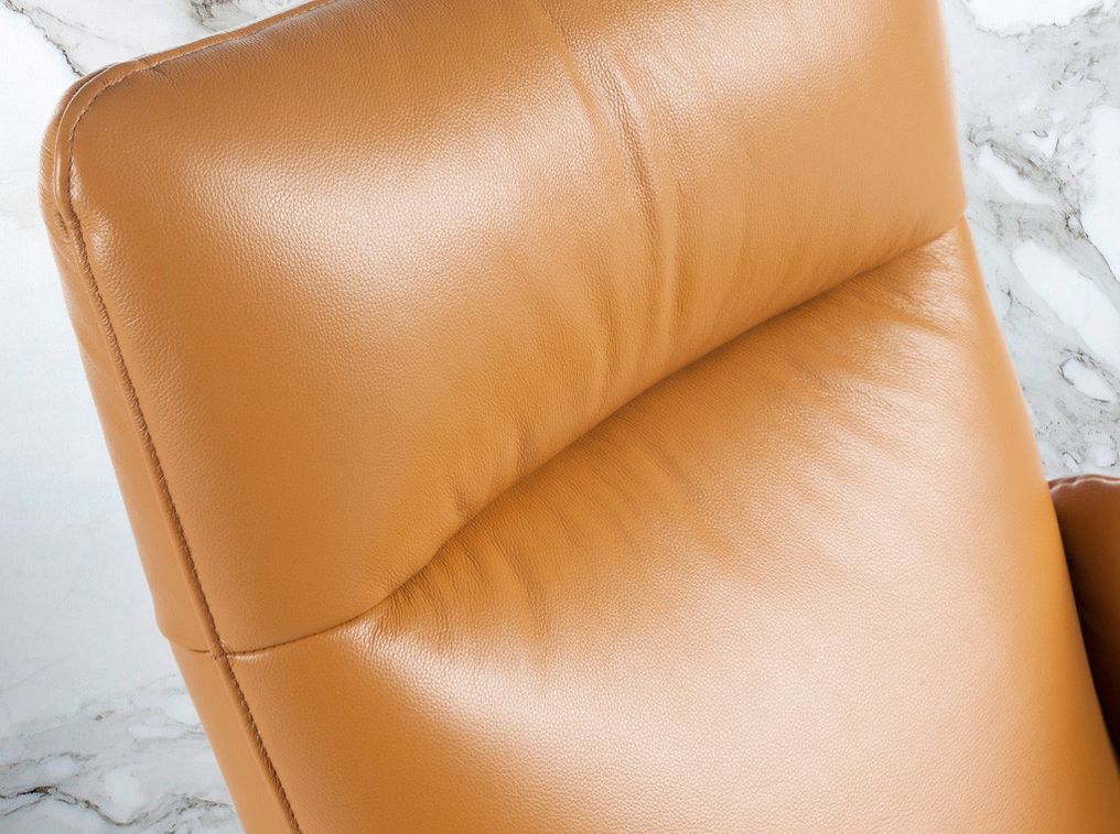 Fauteuil pivotant cuir orange Klaxie - Photo n°8