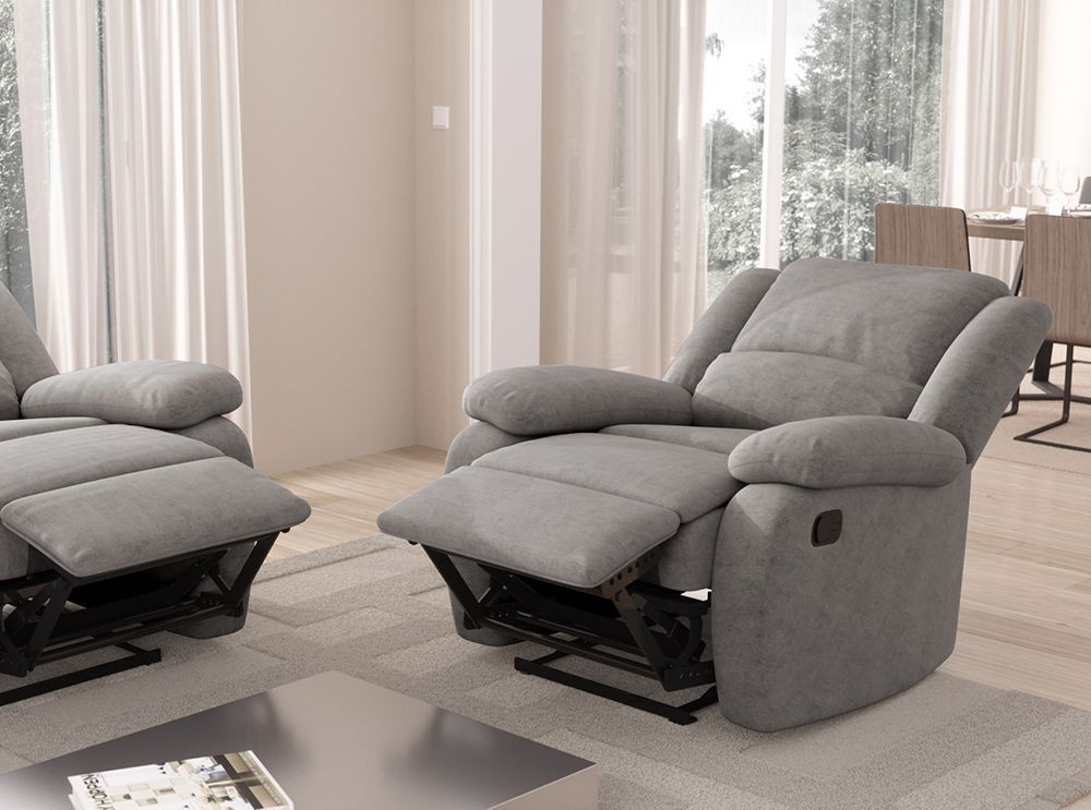 Fauteuil relaxation manuel microfibre gris Confort - Photo n°7