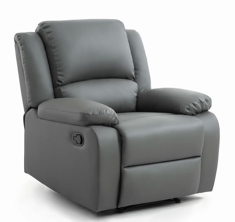 Fauteuil relaxation manuel simili cuir gris Confort - Photo n°2