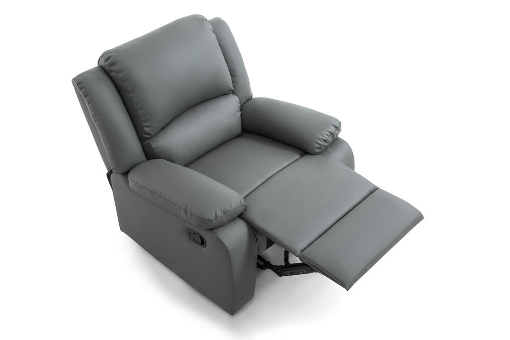 Fauteuil relaxation manuel simili cuir gris Confort - Photo n°9