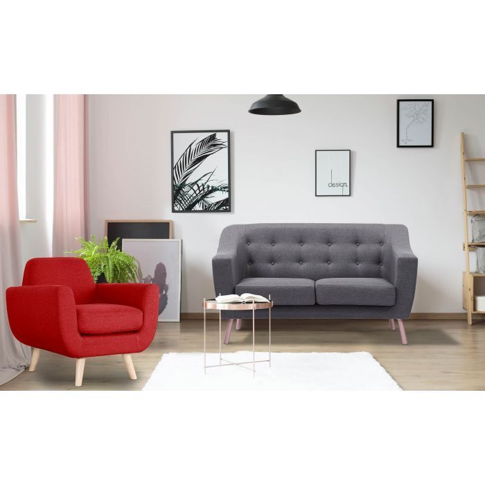 Fauteuil scandinave tissu rouge Annis - Photo n°6