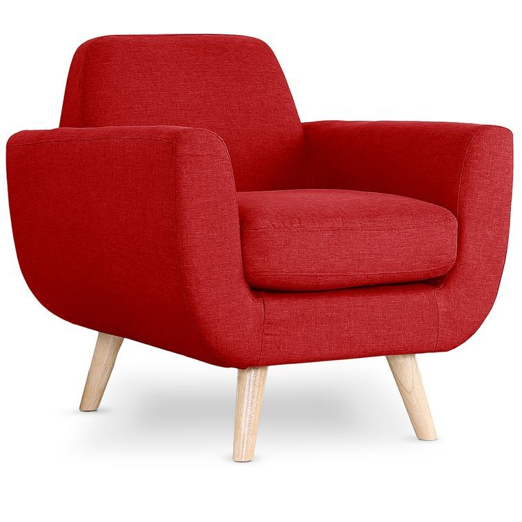 Fauteuil scandinave tissu rouge Annis - Photo n°2