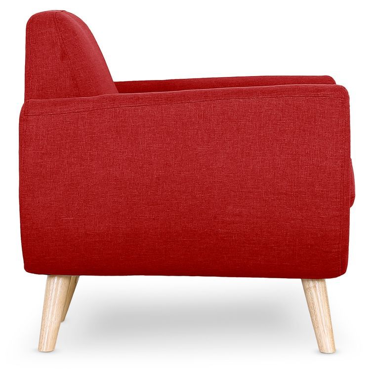 Fauteuil scandinave tissu rouge Annis - Photo n°4