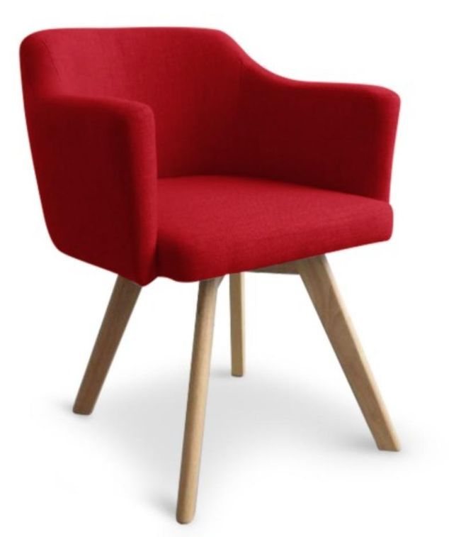 Fauteuil Scandinave tissu rouge Kanty - Photo n°1