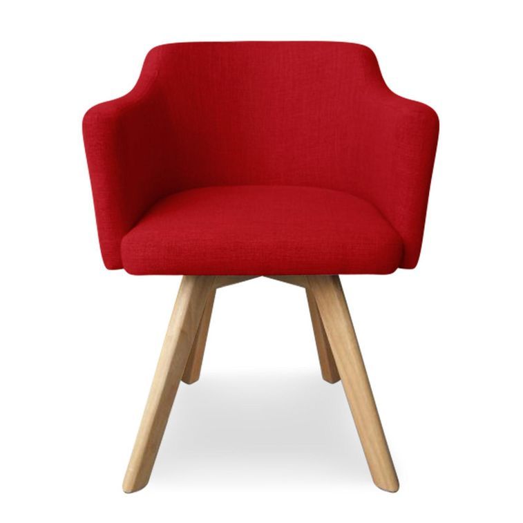 Fauteuil Scandinave tissu rouge Kanty - Photo n°2