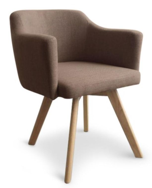 Fauteuil Scandinave tissu taupe Kanty - Photo n°1