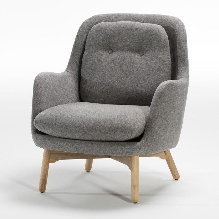 Fauteuil scandinave toile grise Dios - Photo n°1