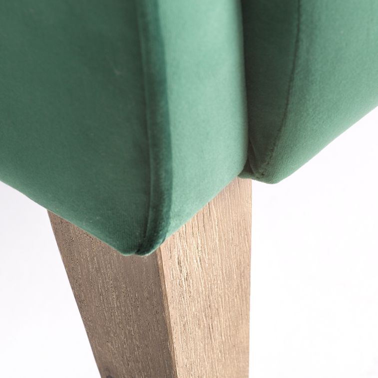 Fauteuil velours vert et pieds pin massif clair Louve - Lot de 2 - Photo n°8