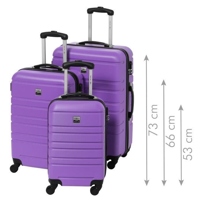 FRANCE BAG Set de 3 Valises Rigide ABS 4 Roues 55-65-70cm Violet - Photo n°2